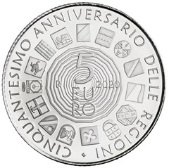 moneta 50 anni regioni - rovescio